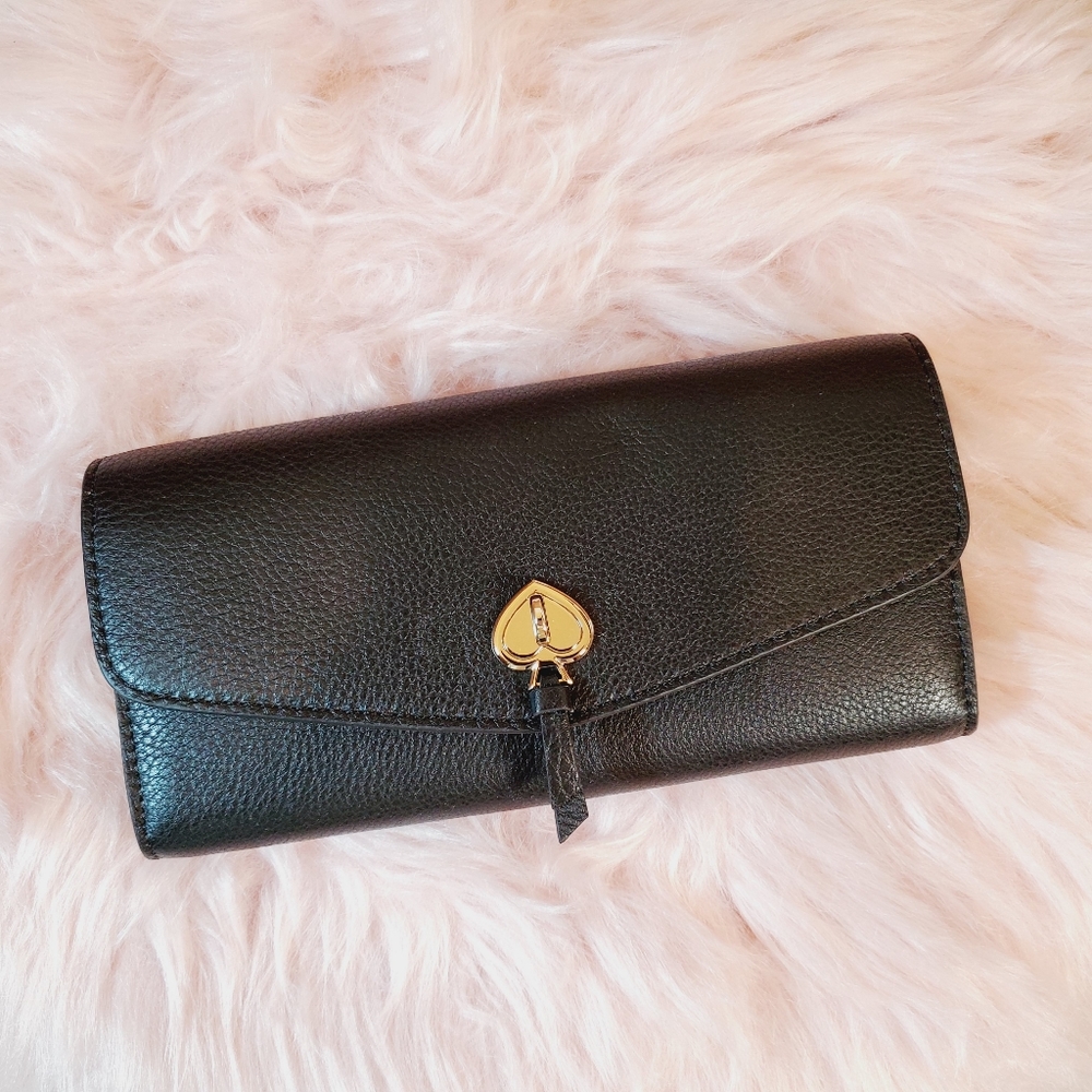 Kate spade Marti leather pebble black wallet nwt